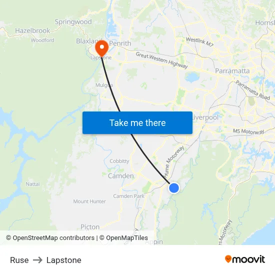 Ruse to Lapstone map