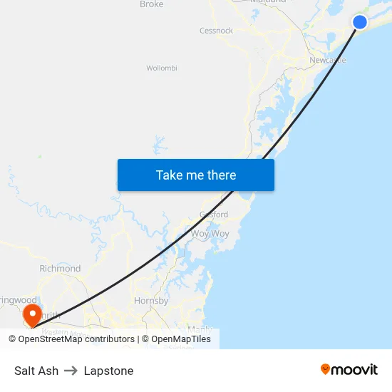 Salt Ash to Lapstone map