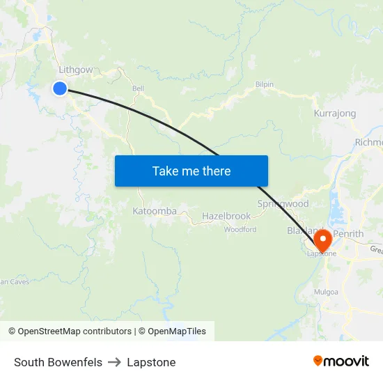 South Bowenfels to Lapstone map