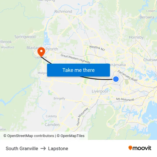 South Granville to Lapstone map