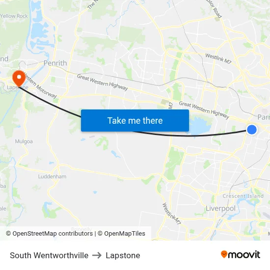 South Wentworthville to Lapstone map