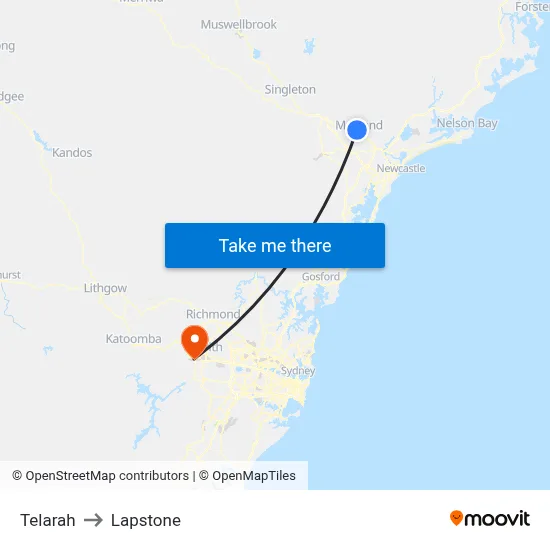 Telarah to Lapstone map