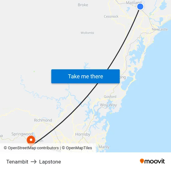 Tenambit to Lapstone map