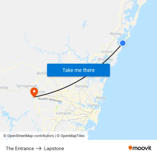 The Entrance to Lapstone map