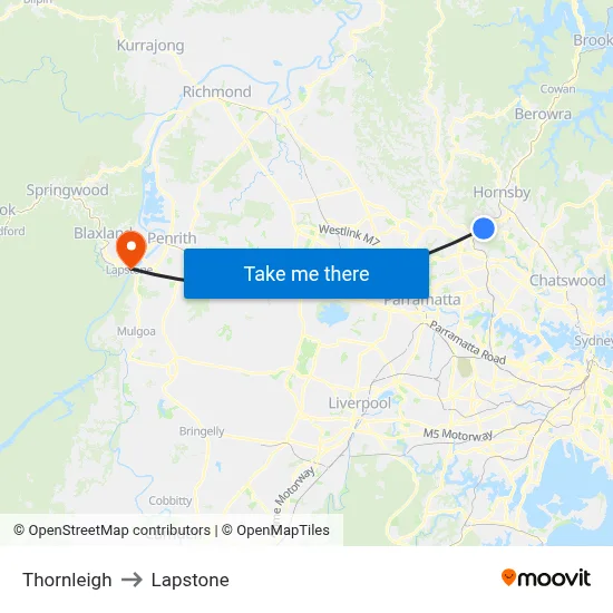 Thornleigh to Lapstone map
