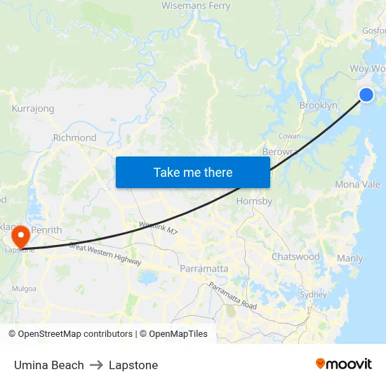 Umina Beach to Lapstone map