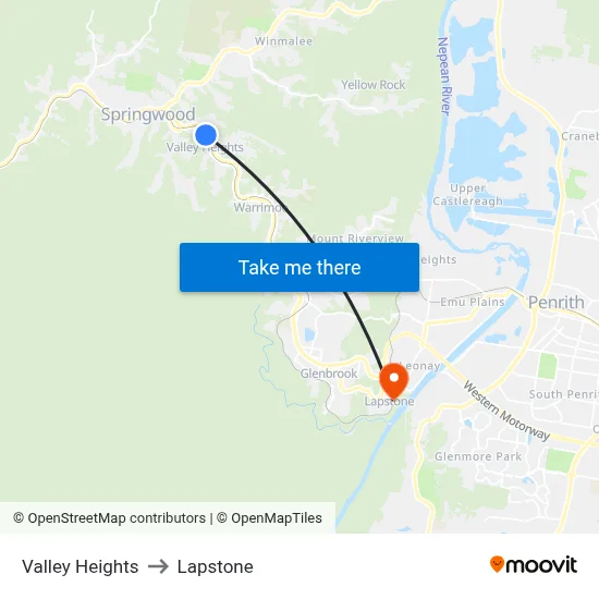 Valley Heights to Lapstone map