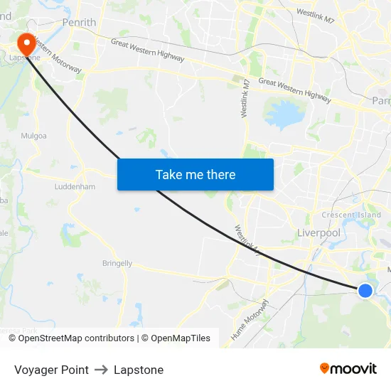 Voyager Point to Lapstone map