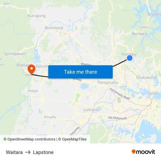 Waitara to Lapstone map