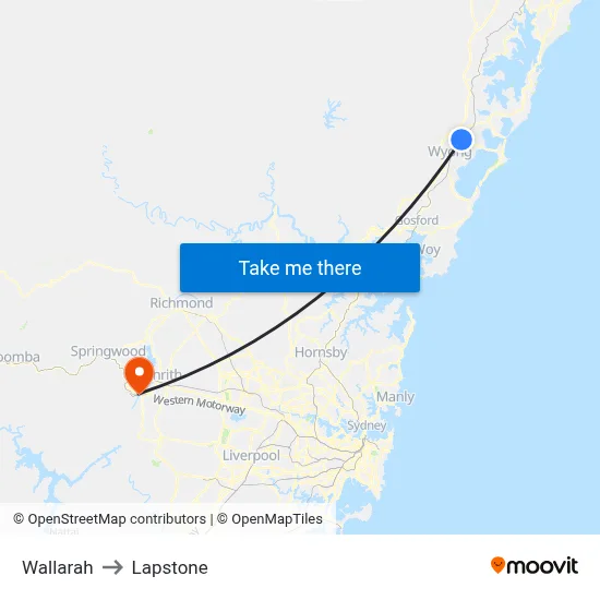 Wallarah to Lapstone map