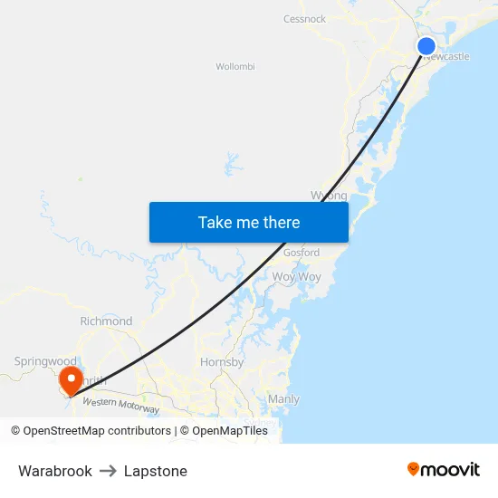 Warabrook to Lapstone map