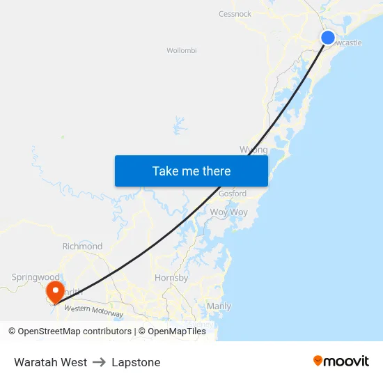 Waratah West to Lapstone map