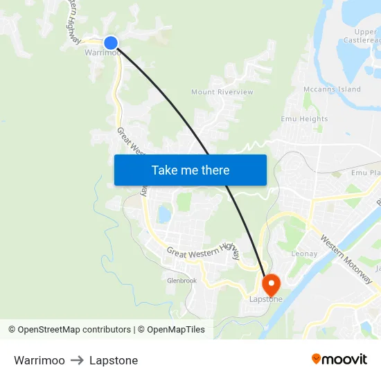 Warrimoo to Lapstone map