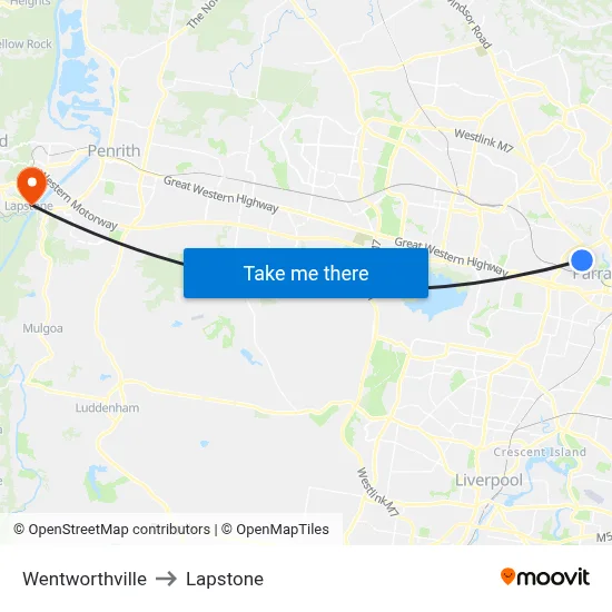 Wentworthville to Lapstone map