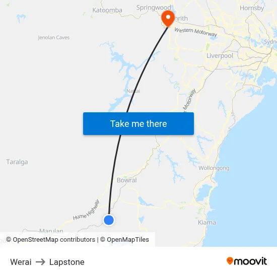 Werai to Lapstone map