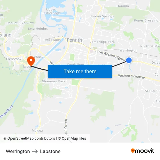 Werrington to Lapstone map