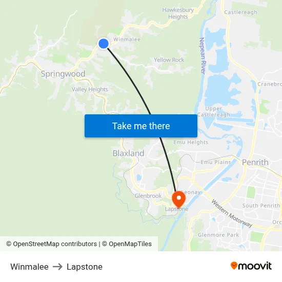 Winmalee to Lapstone map