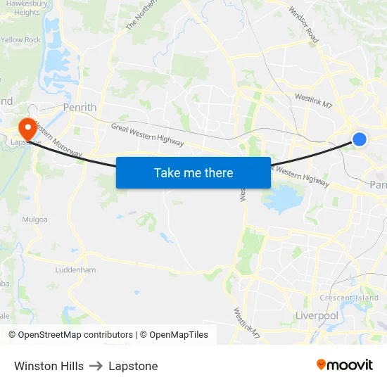 Winston Hills to Lapstone map