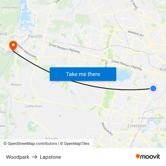 Woodpark to Lapstone map