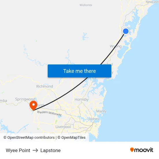 Wyee Point to Lapstone map