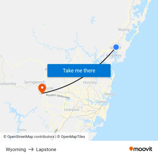 Wyoming to Lapstone map