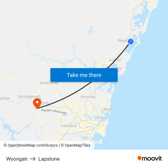 Wyongah to Lapstone map