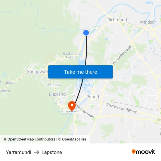 Yarramundi to Lapstone map