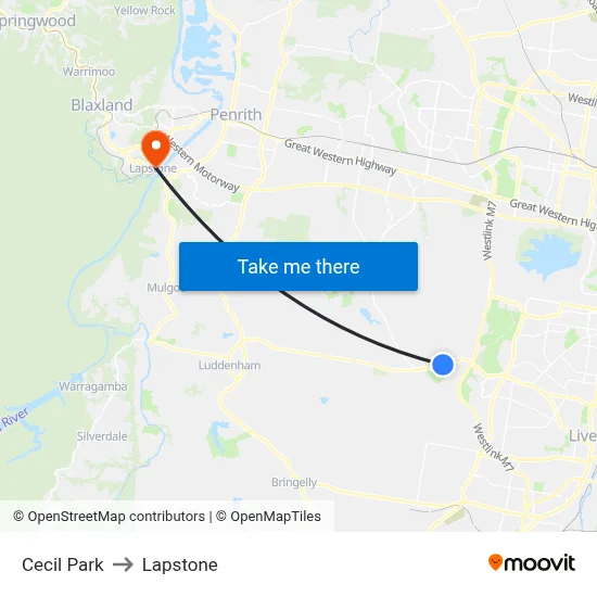 Cecil Park to Lapstone map