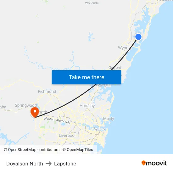 Doyalson North to Lapstone map