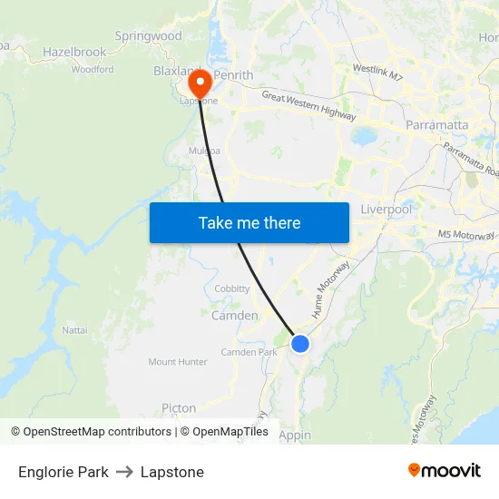 Englorie Park to Lapstone map