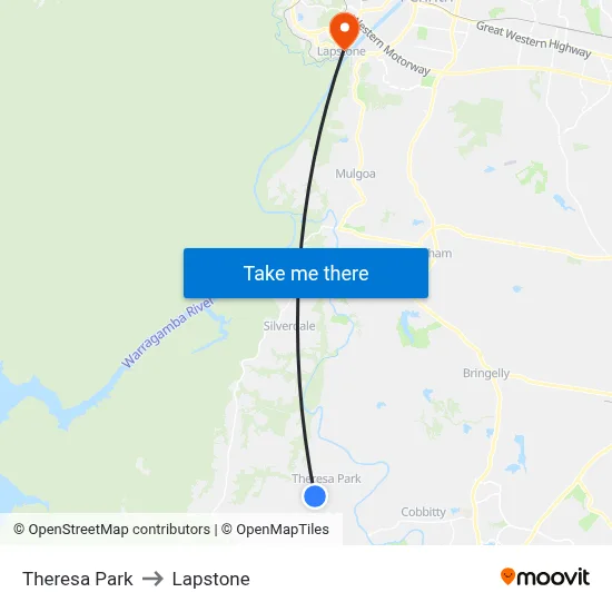 Theresa Park to Lapstone map