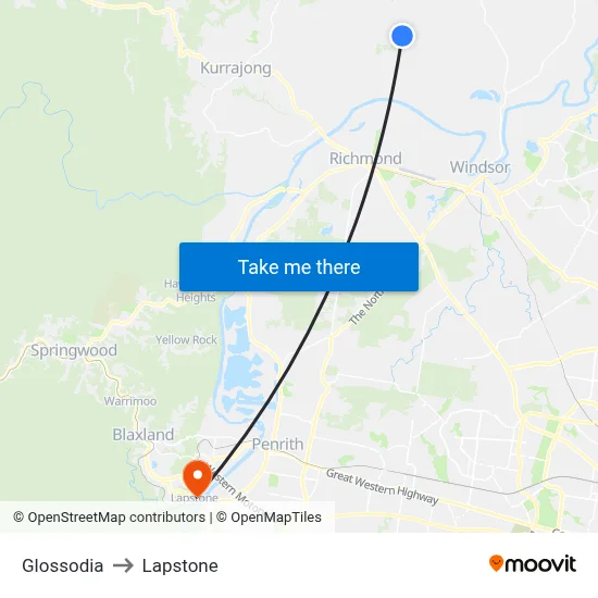 Glossodia to Lapstone map
