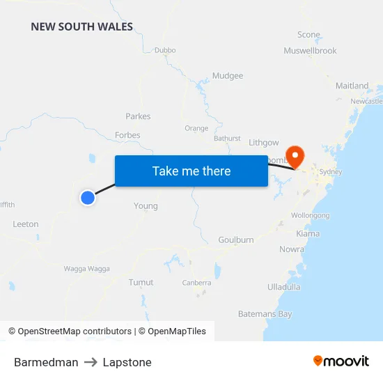 Barmedman to Lapstone map