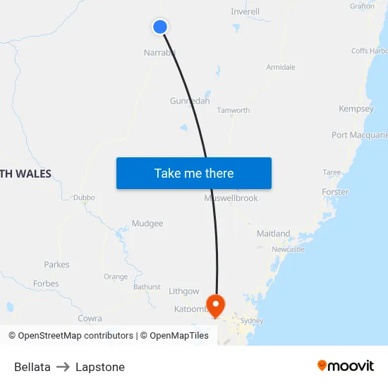 Bellata to Lapstone map