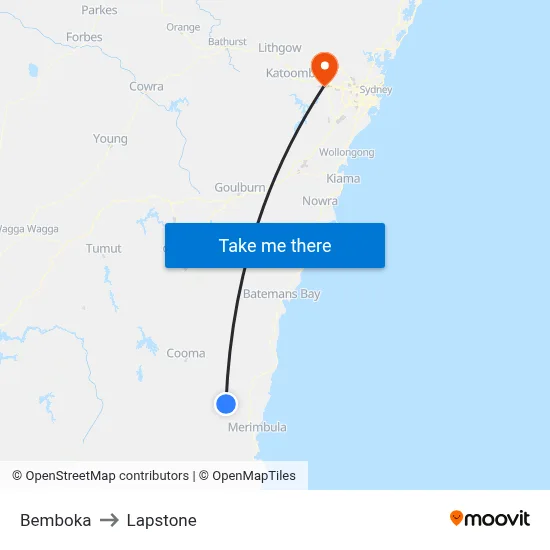 Bemboka to Lapstone map