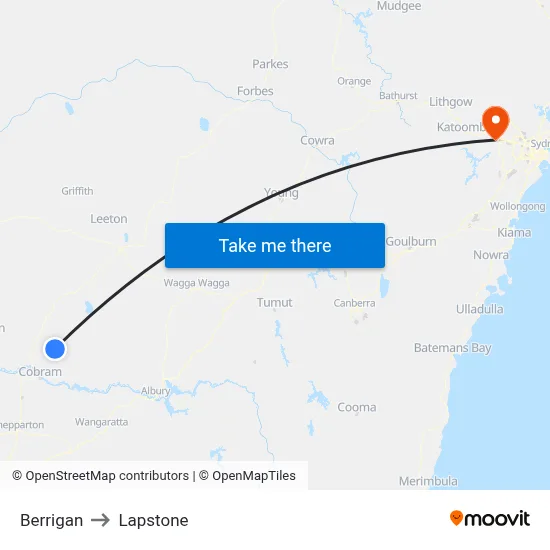 Berrigan to Lapstone map