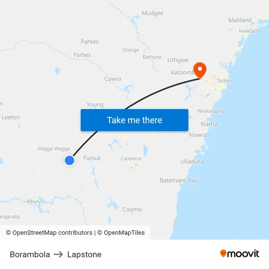 Borambola to Lapstone map