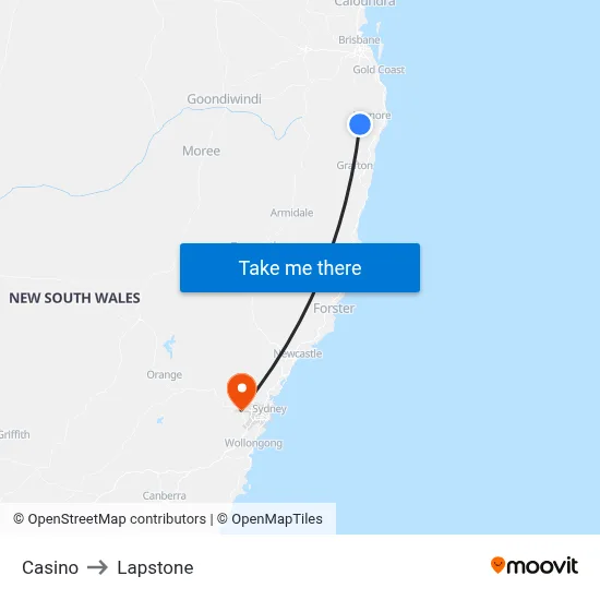 Casino to Lapstone map