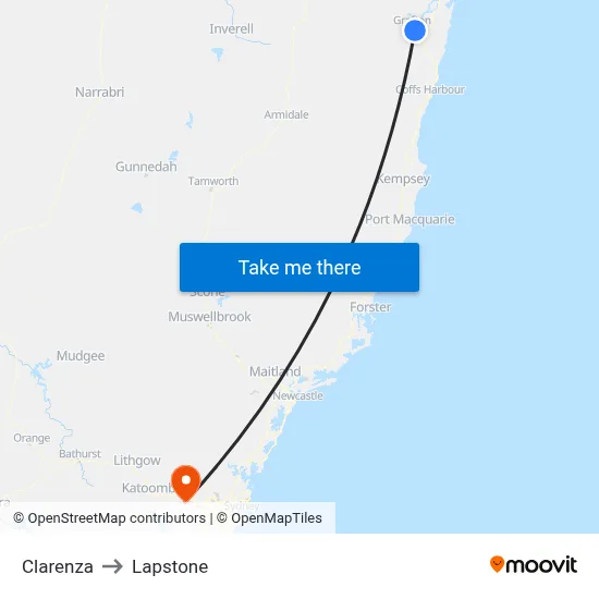 Clarenza to Lapstone map