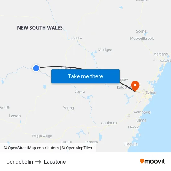 Condobolin to Lapstone map