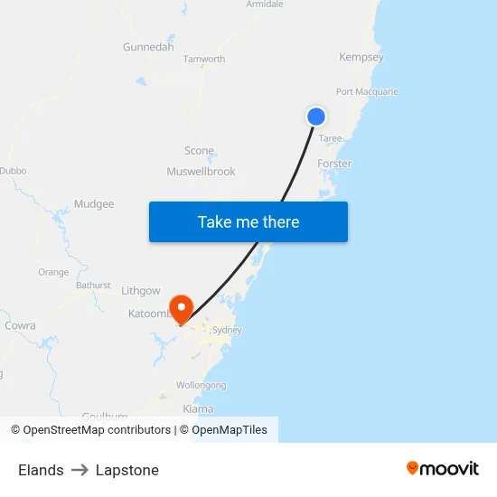 Elands to Lapstone map