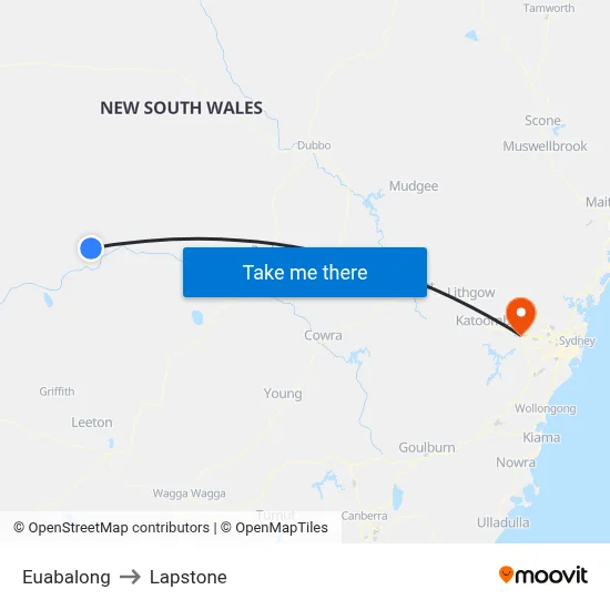 Euabalong to Lapstone map
