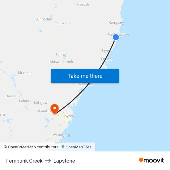 Fernbank Creek to Lapstone map
