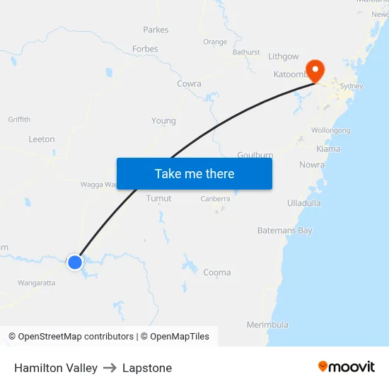 Hamilton Valley to Lapstone map