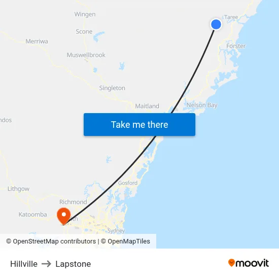 Hillville to Lapstone map
