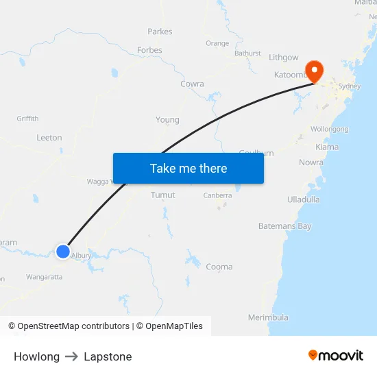 Howlong to Lapstone map