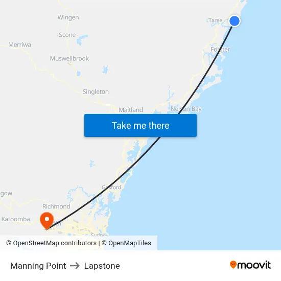 Manning Point to Lapstone map