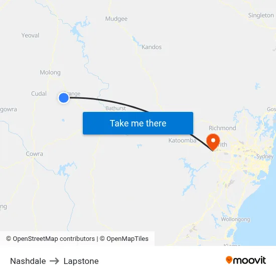 Nashdale to Lapstone map