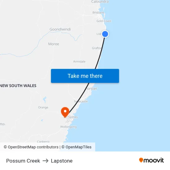 Possum Creek to Lapstone map