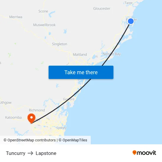 Tuncurry to Lapstone map